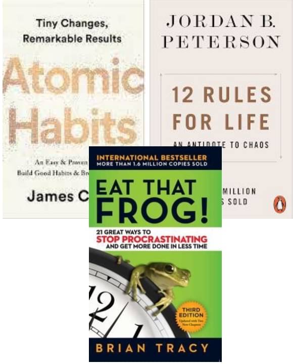     			12 Rules for Life + Atomic Habits + Eat That Frog!