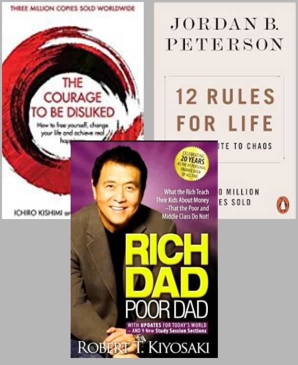     			12 Rules for Life + Courage To Be Disliked + Rich Dad Poor Dad
