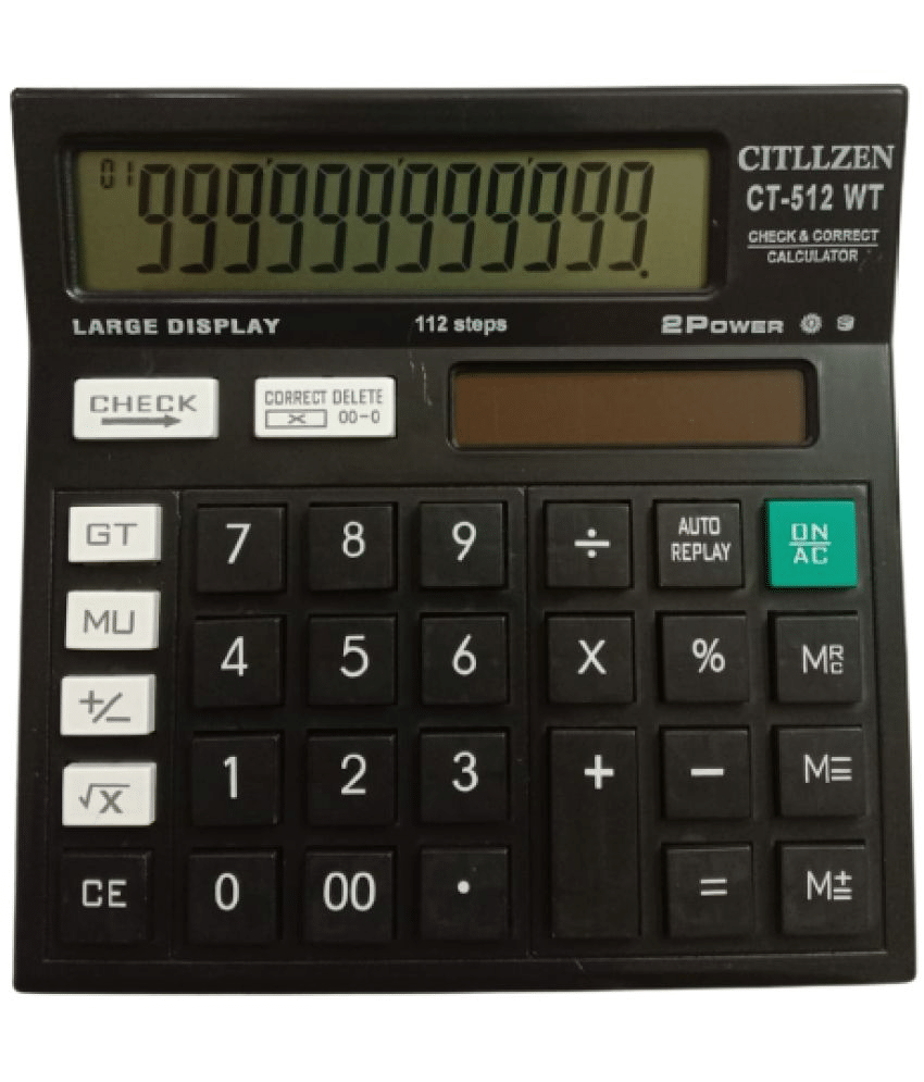     			2340 F- 1PC  BLACK  CT-512WT  CALCULATOR 120 Steps Check & Correct 12 Digit Premium Desktop Calculator( PACK OF 1)