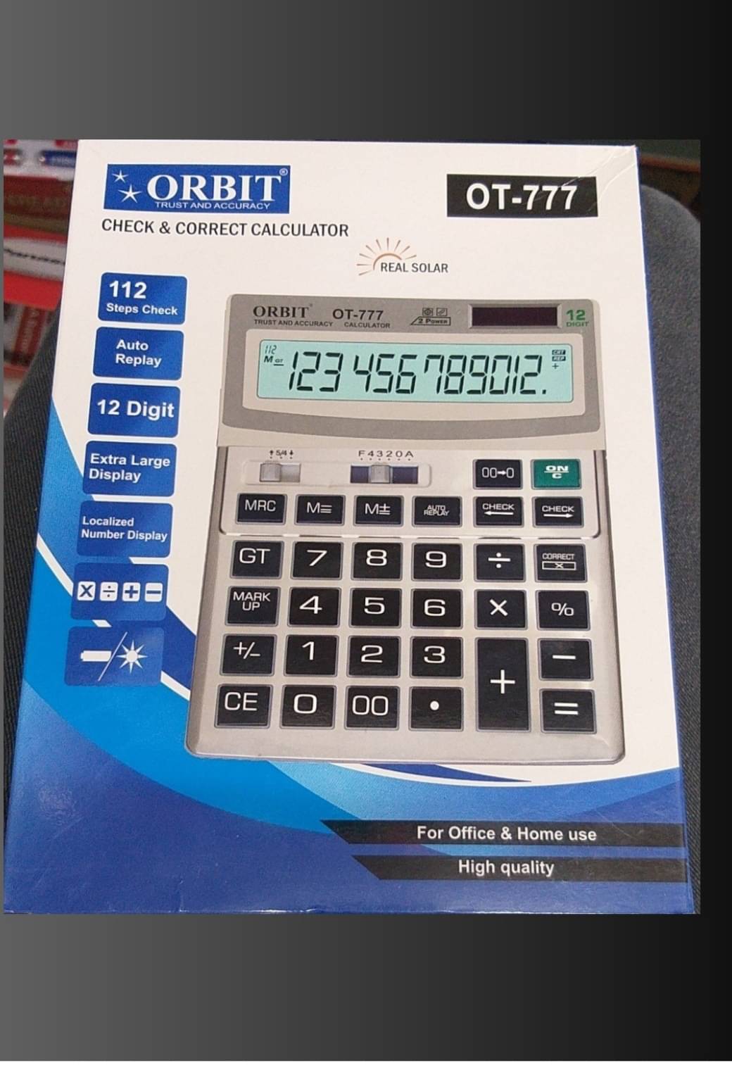     			2460 Y-YESKART OT -777  120 Steps Check and Correct Premium Desktop Calculator with Metallic faceplate & Bigger Screen/Keys (12 Digit)