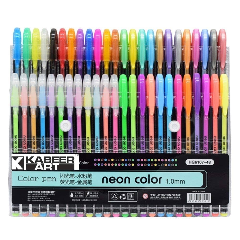48 Pc Color gel pens,Glitter, Metallic, Neon pens Set Good gift For Coloring,Sketching,Painting, Drawing - Stationery | Buy online on ZillyBuy