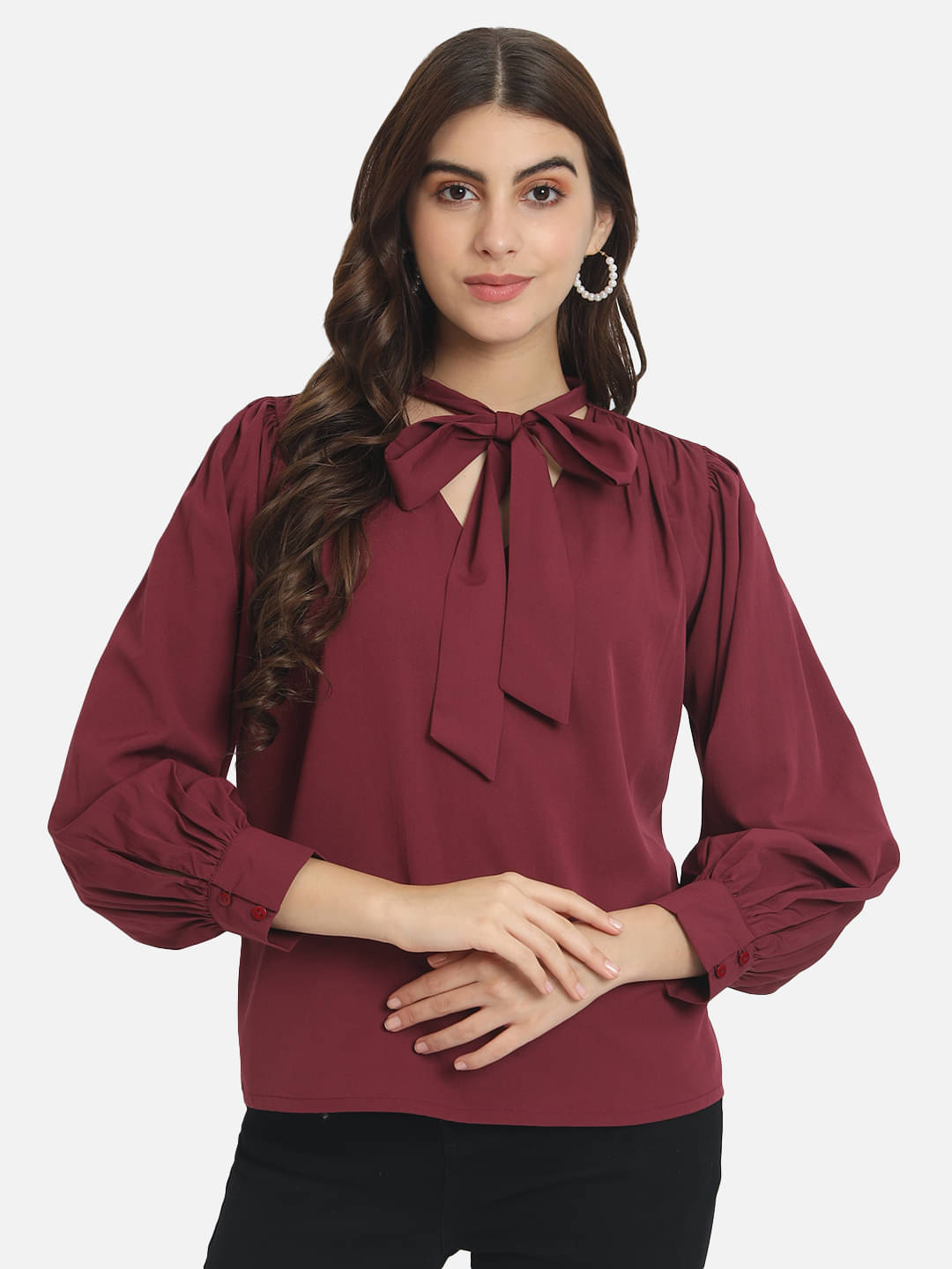     			ALL WAYS YOU Women's Crepe Regular Top ( Maroon )