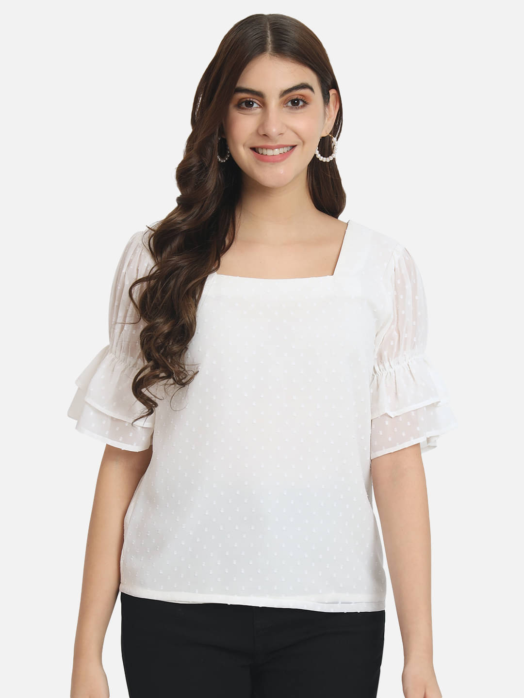 ALL WAYS YOU Women's Georgette Regular Top ( Off White )     			ALL WAYS YOU Women's Georgette Regular Top ( Off White )