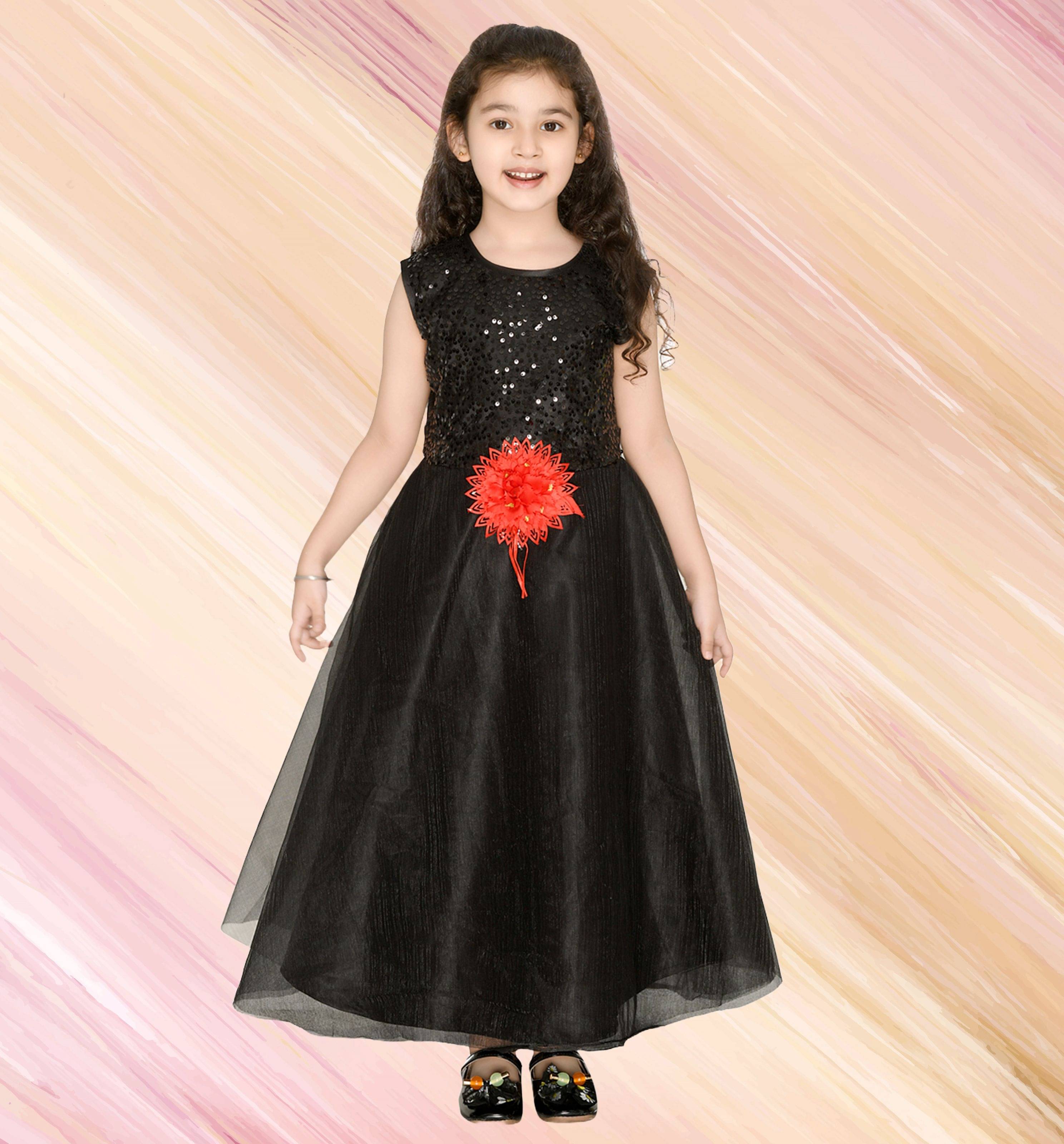     			Arshia Fashions Net Gown For Girls ( Pack of 1 , Black )