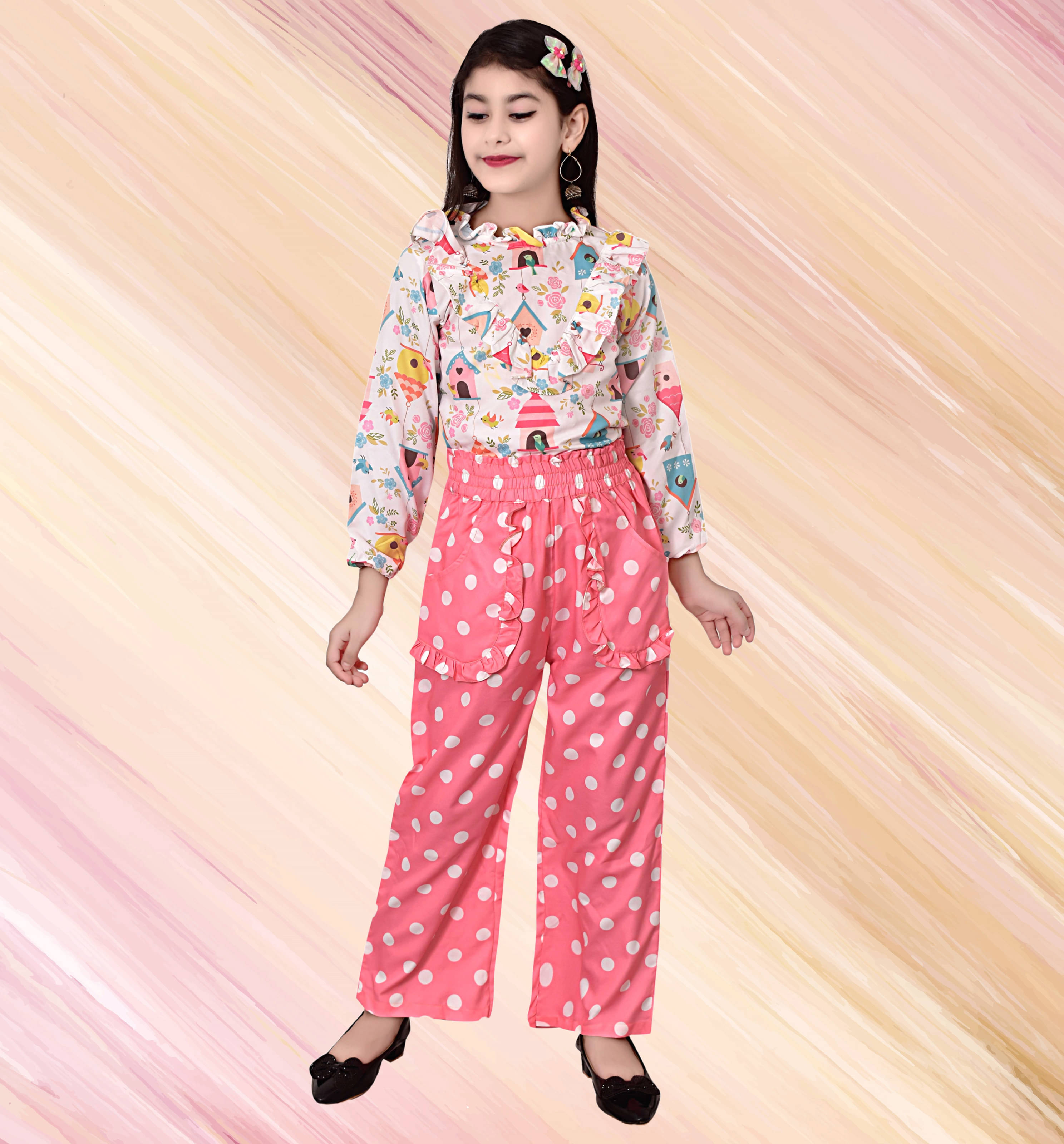     			Arshia Fashions Pack of 1 Girls Polyester Top With Pants ( Pink )