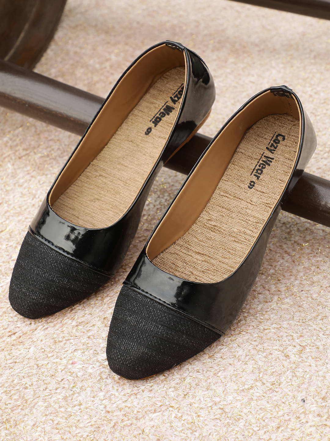     			Cozy Wear Black Women's Ethnic Ballerinas