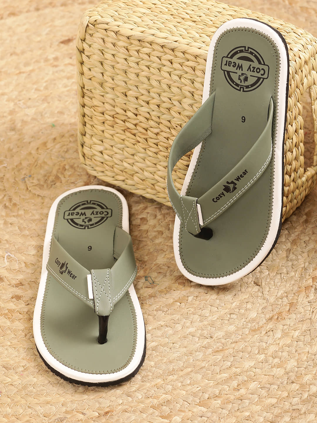 Cozy Wear Green Men's Thong Flip Flop