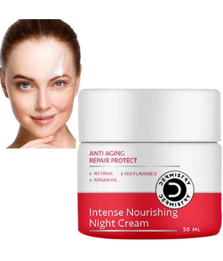     			Dermistry Anti Aging Retinol & Argan Oil Night Repair Cream Removes Fine Lines Wrinkles Puffiness Moisturizer Reverses Signs of Ageing Skin Repair Firming Brightening Lightening Transforming Use Capsule Face Wash Mask Pack Serum Facial Kit Crym Tabs-50ml