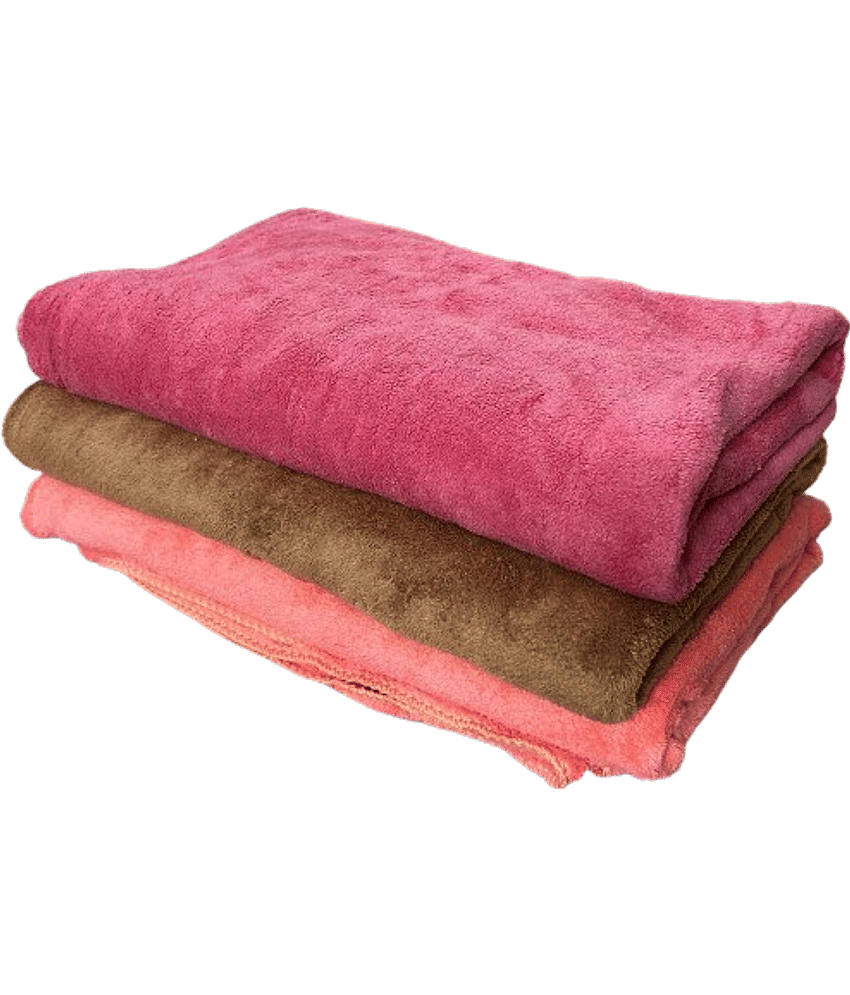 Finesse Decor Pack of 3 Microfibre Below 300 -GSM Bath Towel ( Pink )