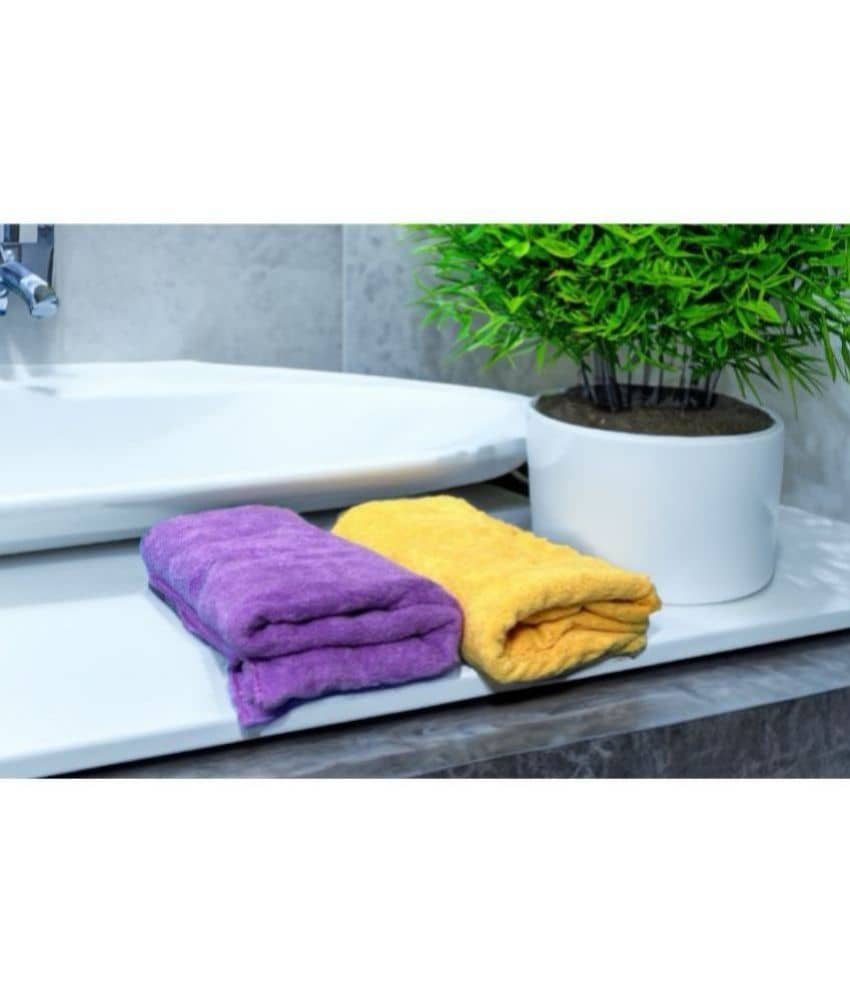Finesse Decor Pack of 2 Microfibre Below 300 -GSM Bath Towel ( Purple ) - Towels | Buy online on ZillyBuy