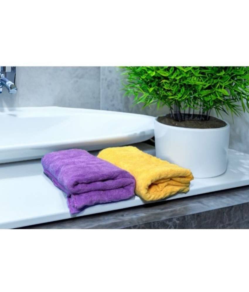 Finesse Decor Pack of 2 Microfibre Below 300 -GSM Bath Towel ( Purple )