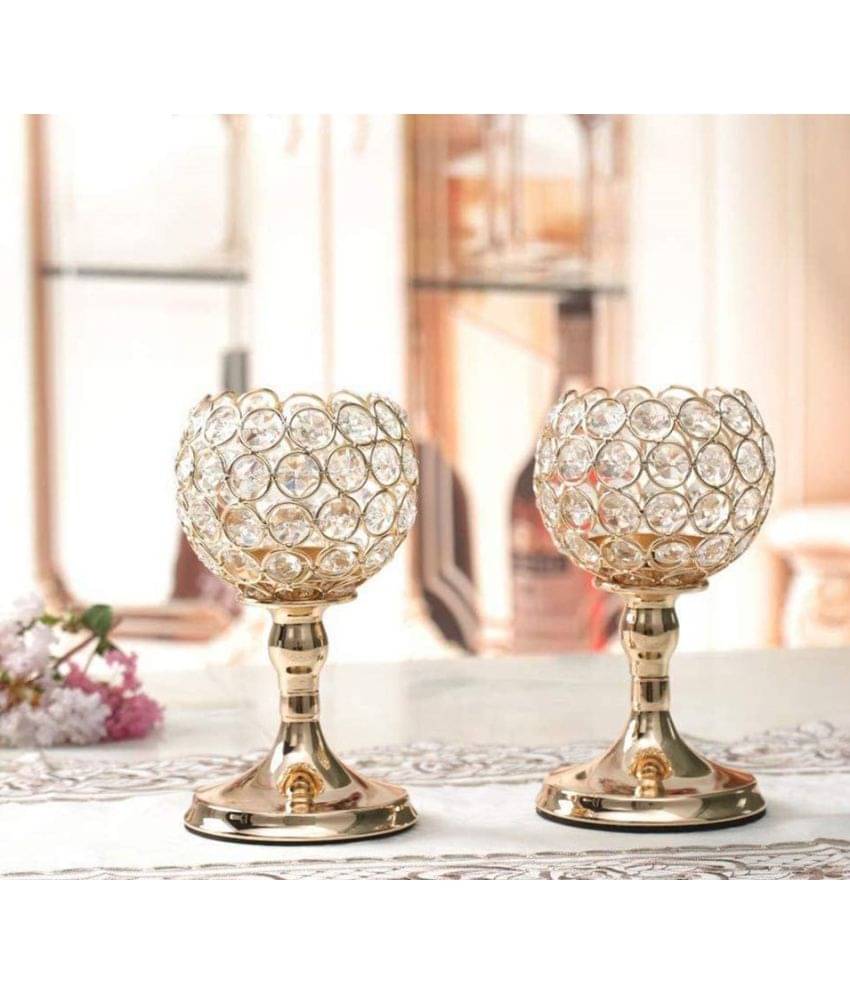     			Urban hemlet Gold Table Top Metal Tea Light Holder - Pack of 1