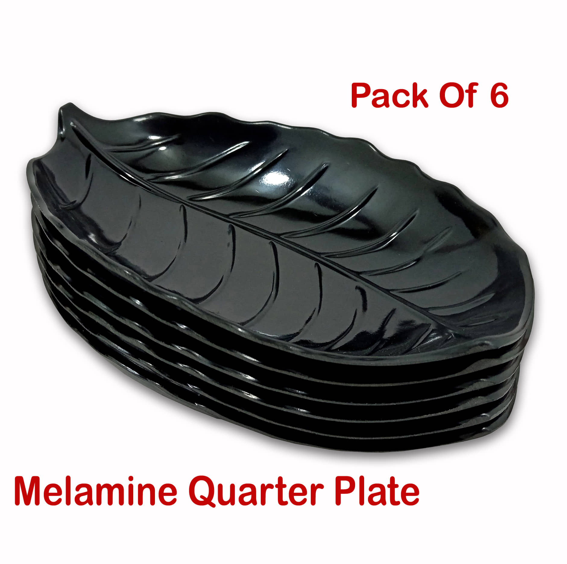 Inpro 6 Pcs Melamine Black Quarter Plate