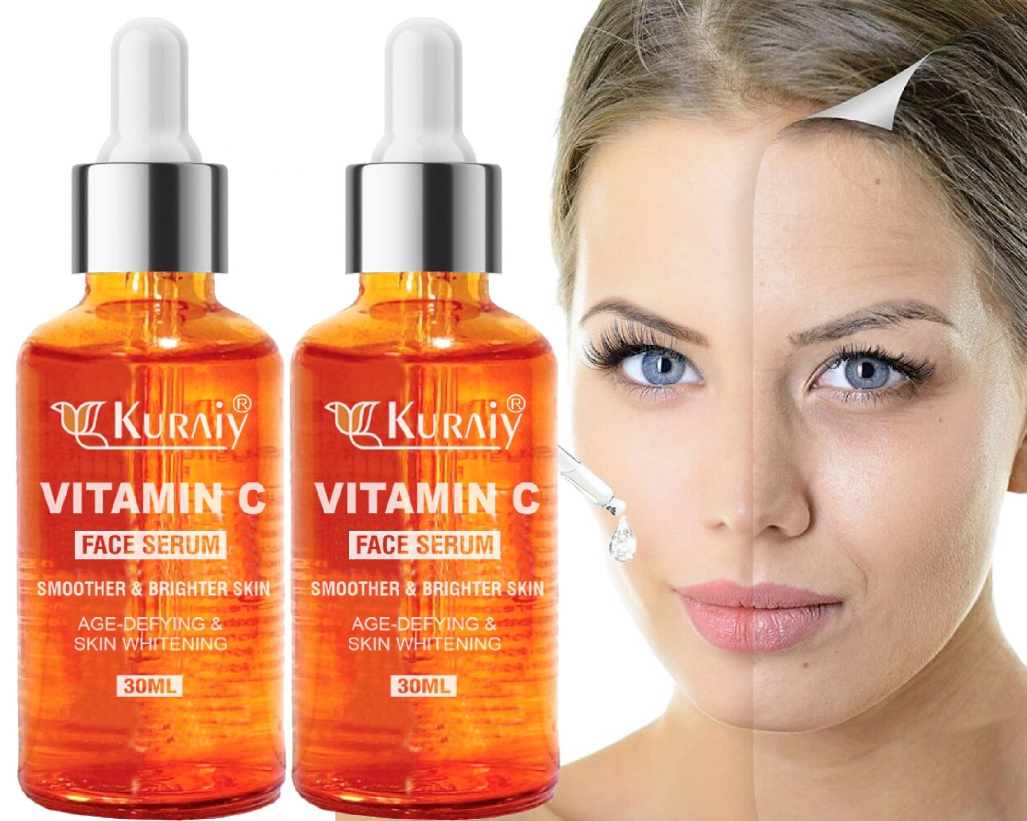     			KURAIY Vitamin C Orange Face Serum For Radiant Glow For All Skin Type 30ml ( Pack of2 )