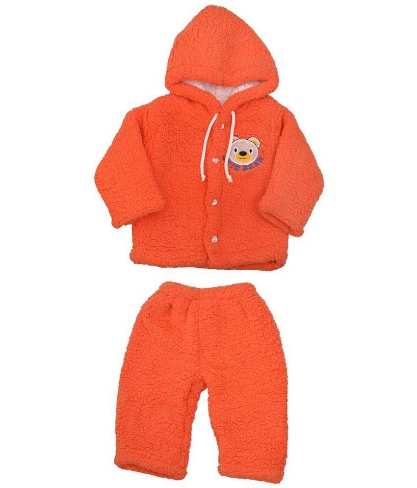     			Little ones Pack of 1 Baby Boys Cotton Blend Sweatshirts & Trouser ( Orange )