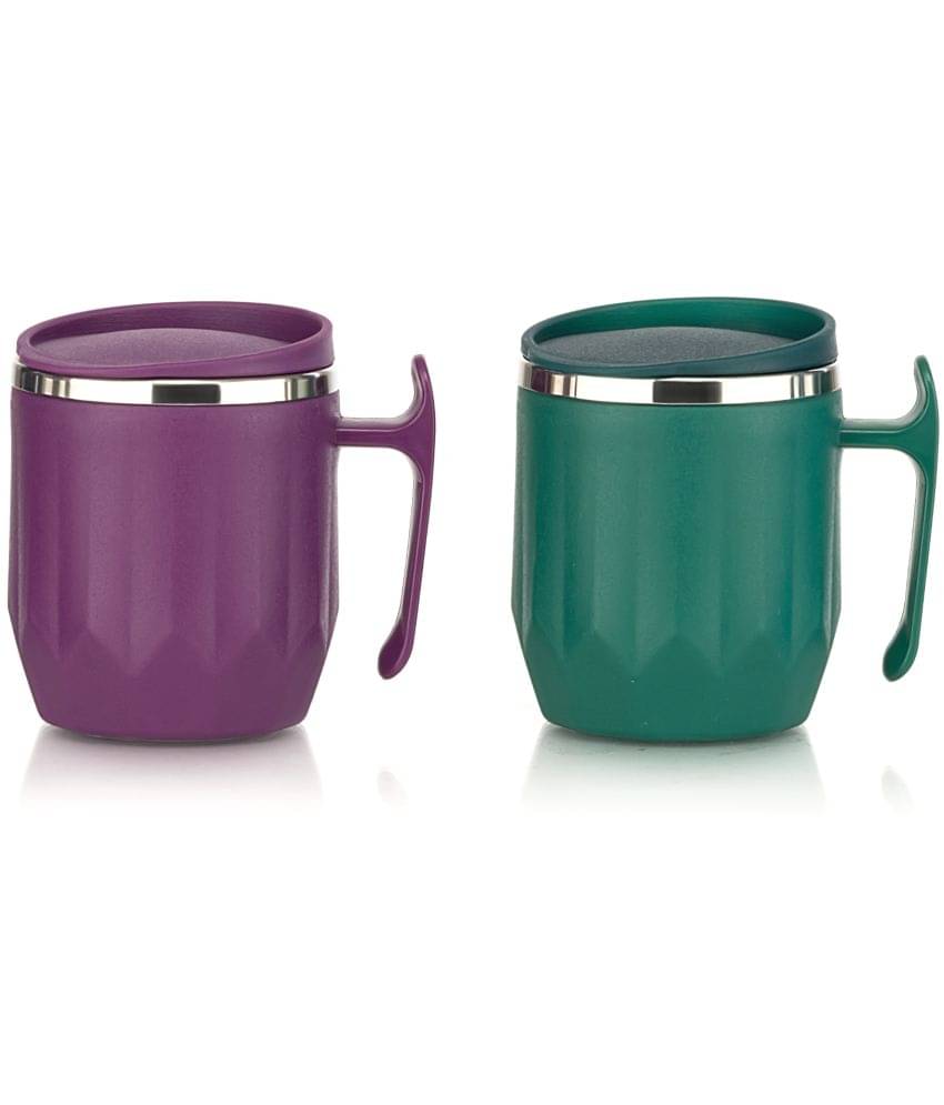     			MAGICSPOON Multicolor Steel Coffee Mug ( Pack of 2 )