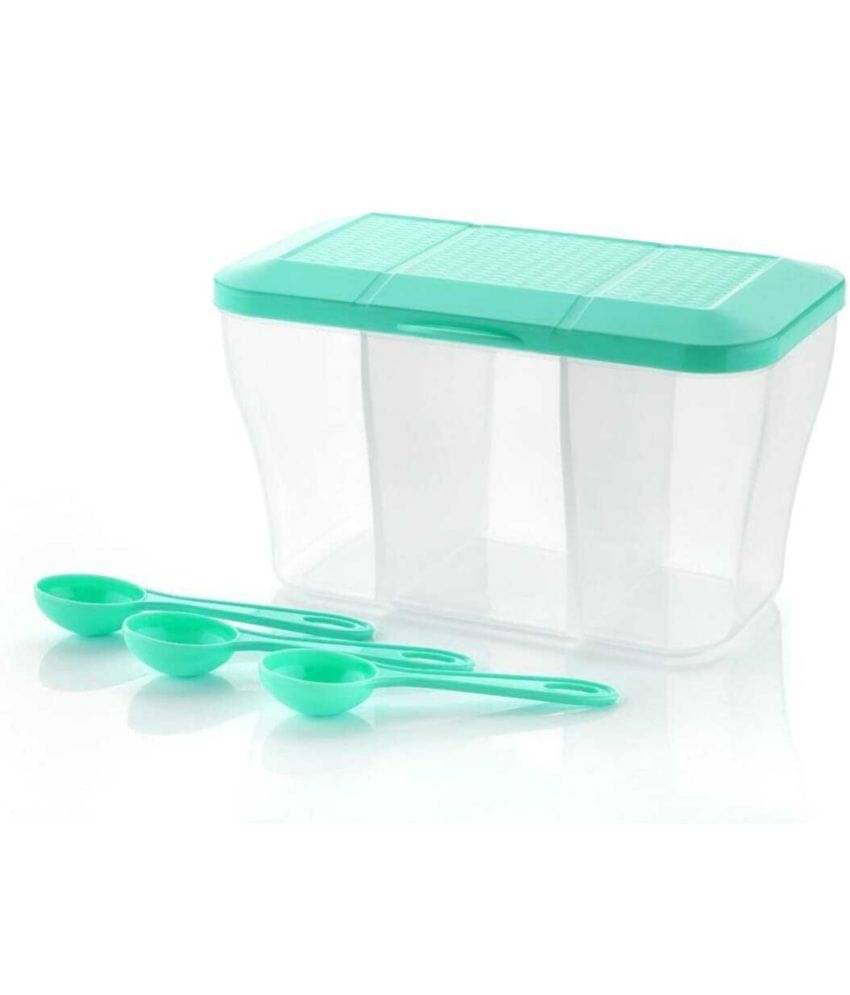     			MAGICSPOON 3 Section Container Plastic Turquoise Multi-Purpose Container ( Set of 1 )