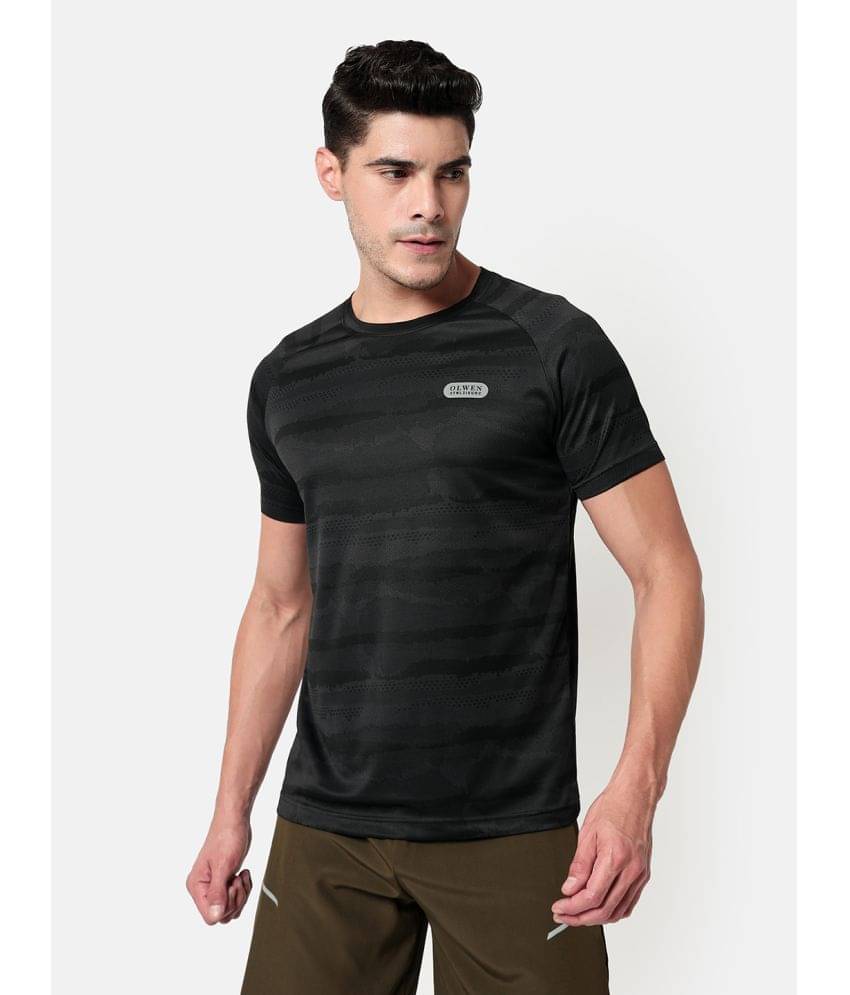Olwen Pack of 1 Polyester Regular Fit Men's T-Shirt ( Black ) Olwen Pack of 1 Polyester Regular Fit Men's T-Shirt ( Black )