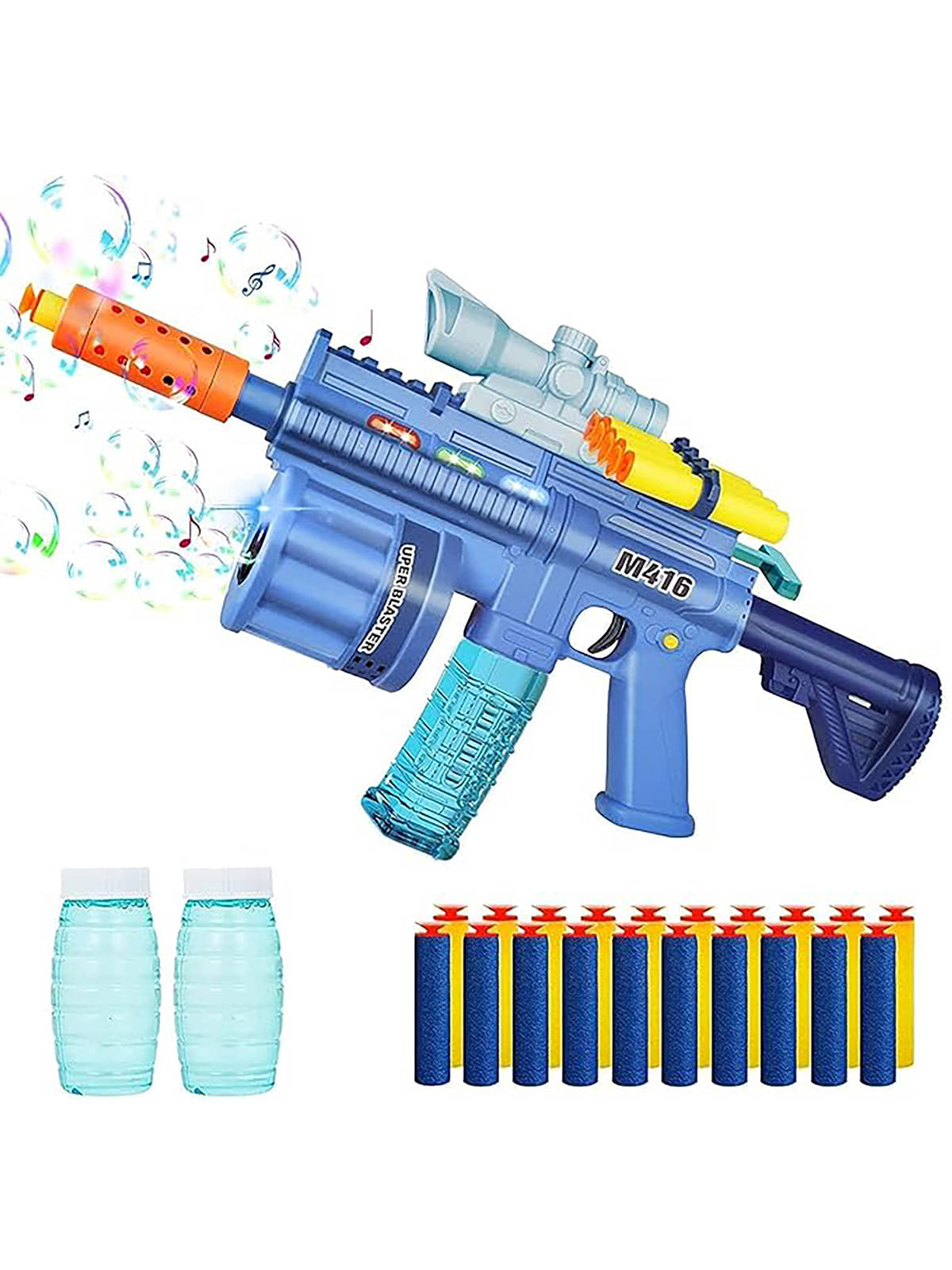     			RAINBOW RIDERS  3 in 1 Electric Gun Toy for Kids, Bubble Machine Gun,M416 Bubble ,Musical ,Battery Operated Gun for Boys/Girls, Soft Bullet Blaster Gun , Shooting Gun Toy with Dart, Bubble Machine Gun for  Boys & Girls, 4+ Years Plastic Multicolour