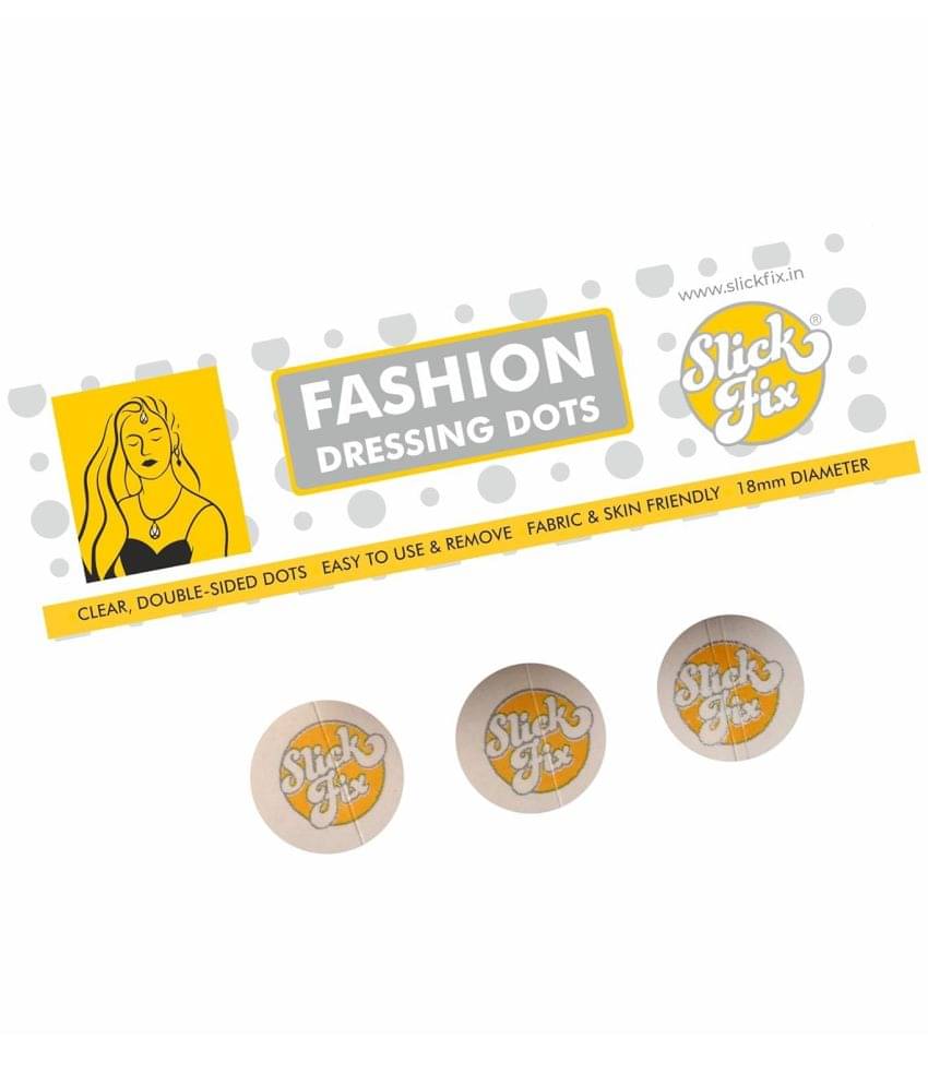    			SLICKFIX Fashion Dressing Dots Tape -(Trial Pack of 18) Double - Sided Round Fashion Tape for Clothes,Skin Friendly Adhesive Body Tape, Body Tap for Women and Men