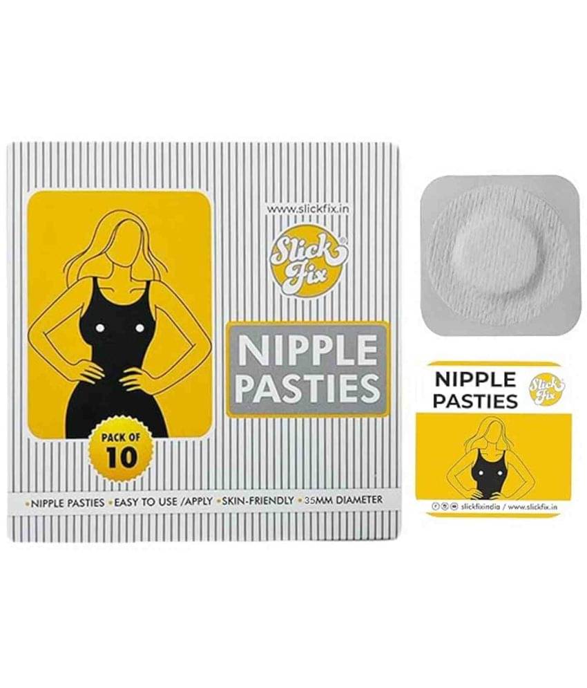     			SLICKFIX Self Adhesive Nipple Pasties, (Pack of 10 pcs), No Show Bra for Women, Nipple Covers Disposable, Small Nipple Covers, Nipple Stickers, Nipple Shields, Breast Covers | Round Shape. White