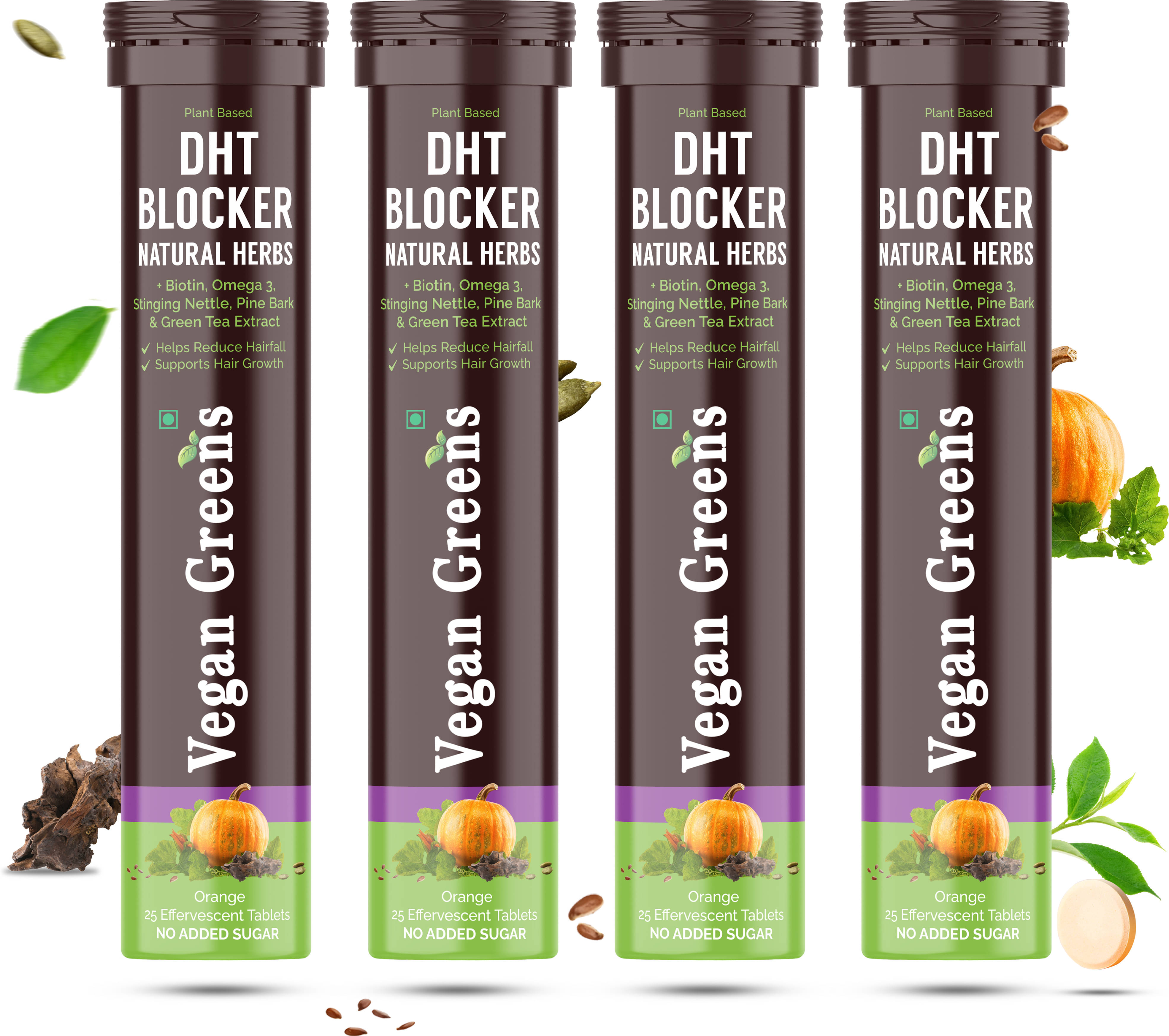 Vegan Greens Plant Based DHT Blocker +Biotin HairFallControl 100Effervescent Orange 100 no.s Orange Minerals Tablets Vegan Greens Plant Based DHT Blocker +Biotin HairFallControl 100Effervescent Orange 100 no.s Orange Minerals Tablets