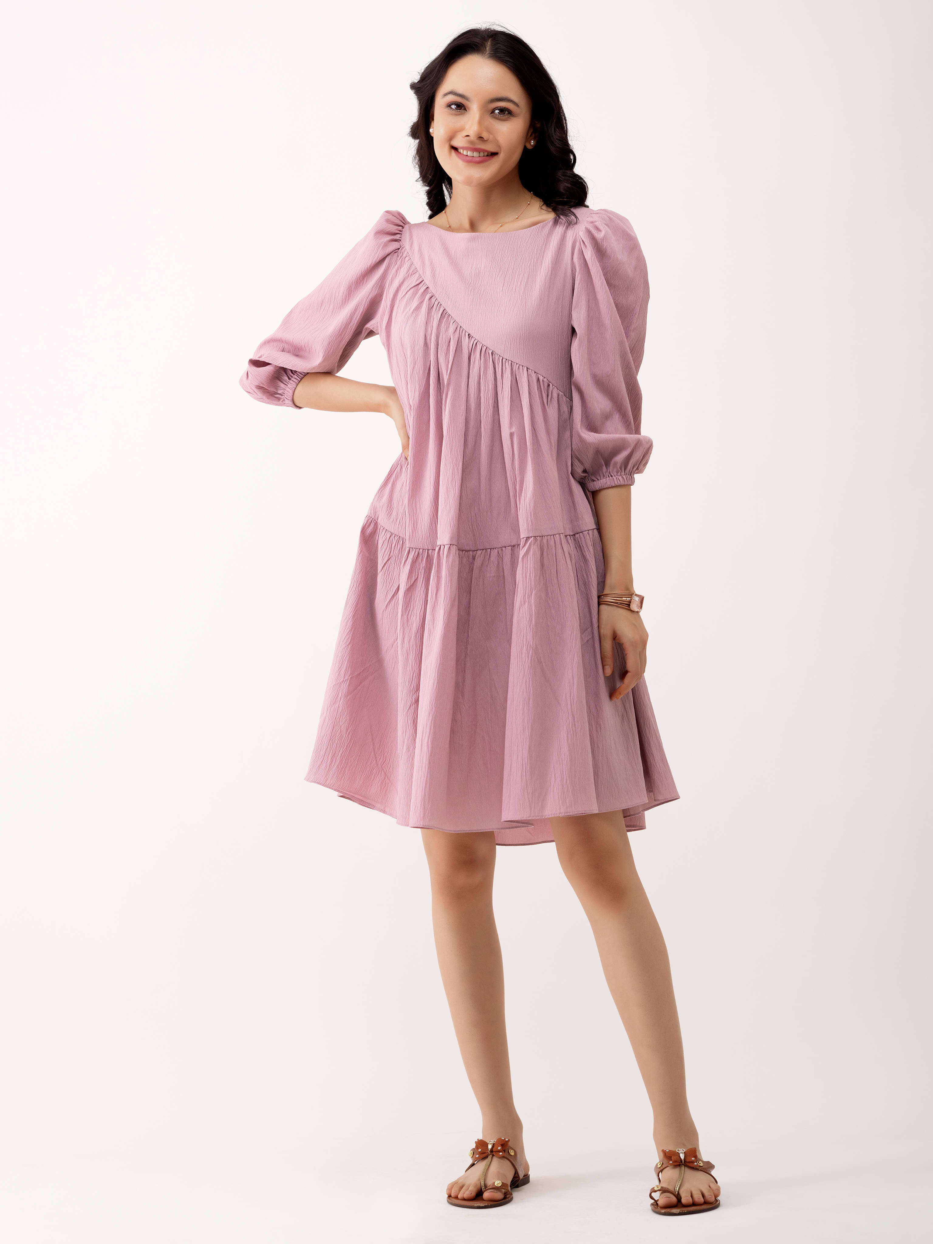 aask Women Polyester Blend Solid Fit & Flare Dress ( Off White ) aask Women Polyester Blend Solid Fit & Flare Dress ( Off White )