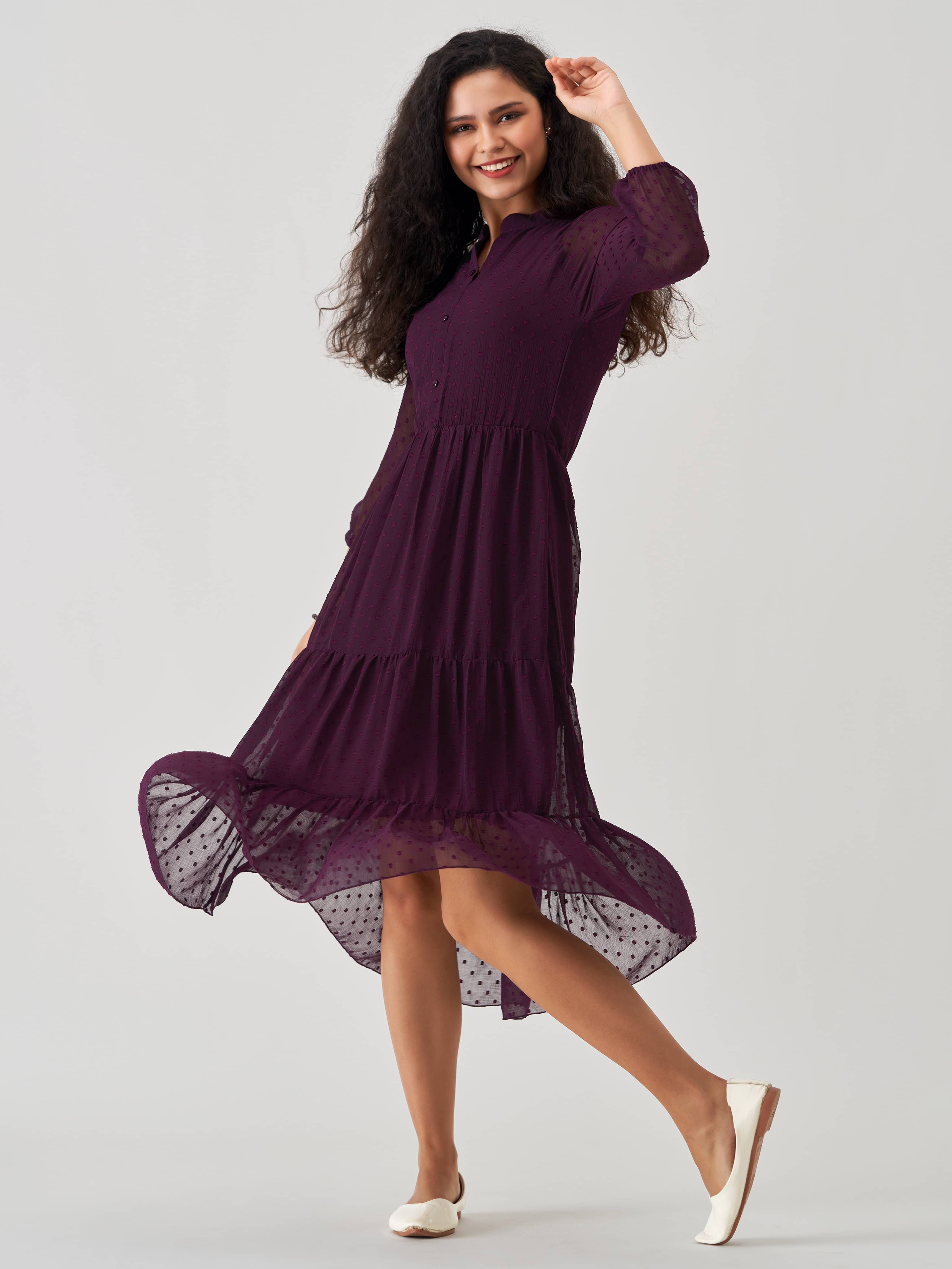 aask Polyester Blend Solid Knee Length Women's Fit & Flare Dress - Wine ( Pack of 1 ) aask Polyester Blend Solid Knee Length Women's Fit & Flare Dress - Wine ( Pack of 1 )