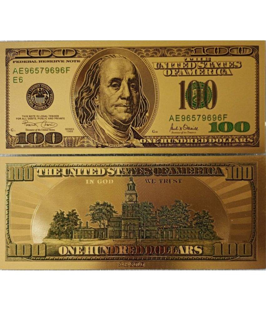100 US Dollar Bill 24Kt Gold Plated 1 Paper currency & Fantancy Item     			100 US Dollar Bill 24Kt Gold Plated 1 Paper currency & Fantancy Item