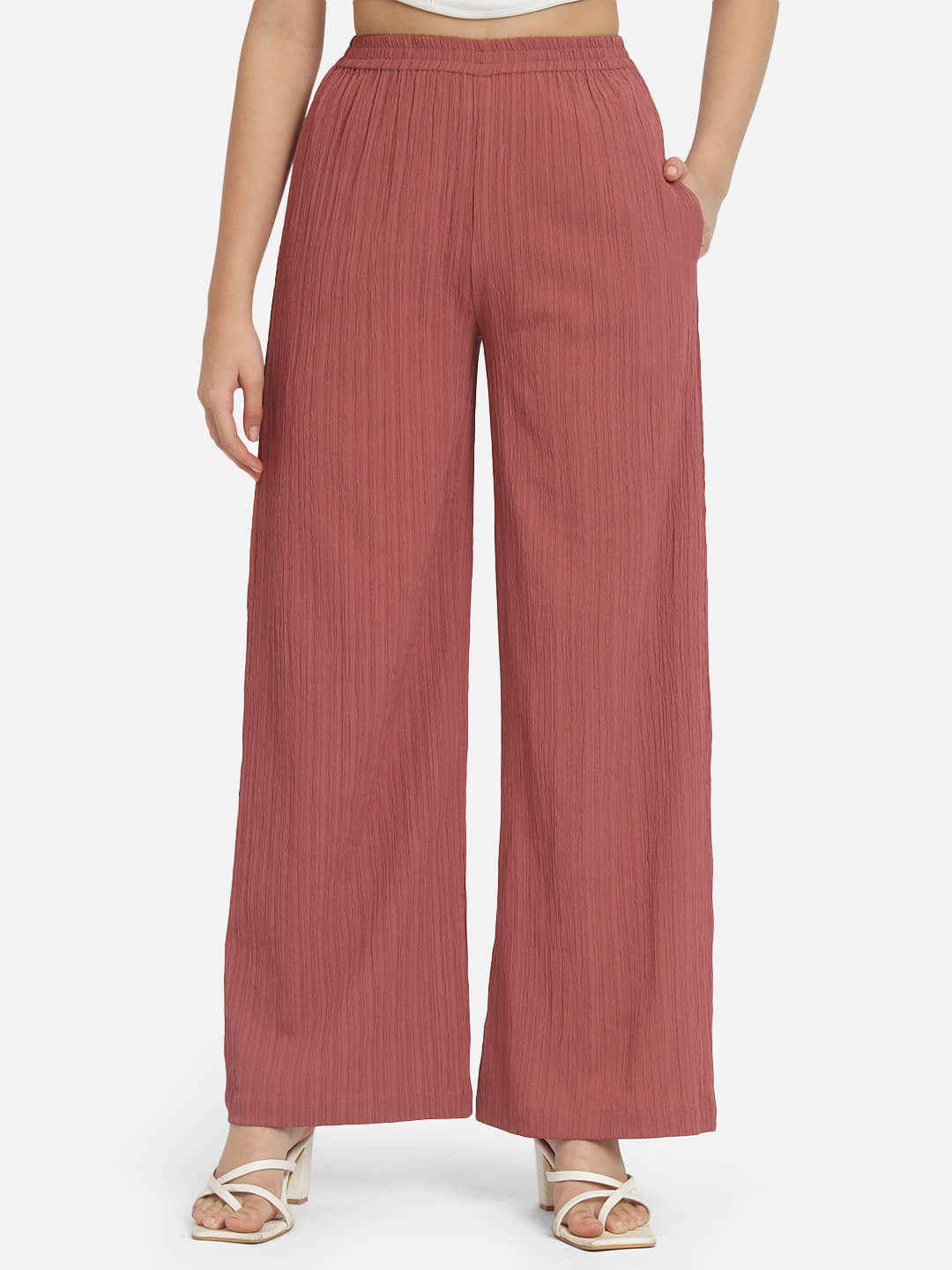 ALL WAYS YOU Pink Crepe Straight Women's Palazzos ( Pack of 1 )
