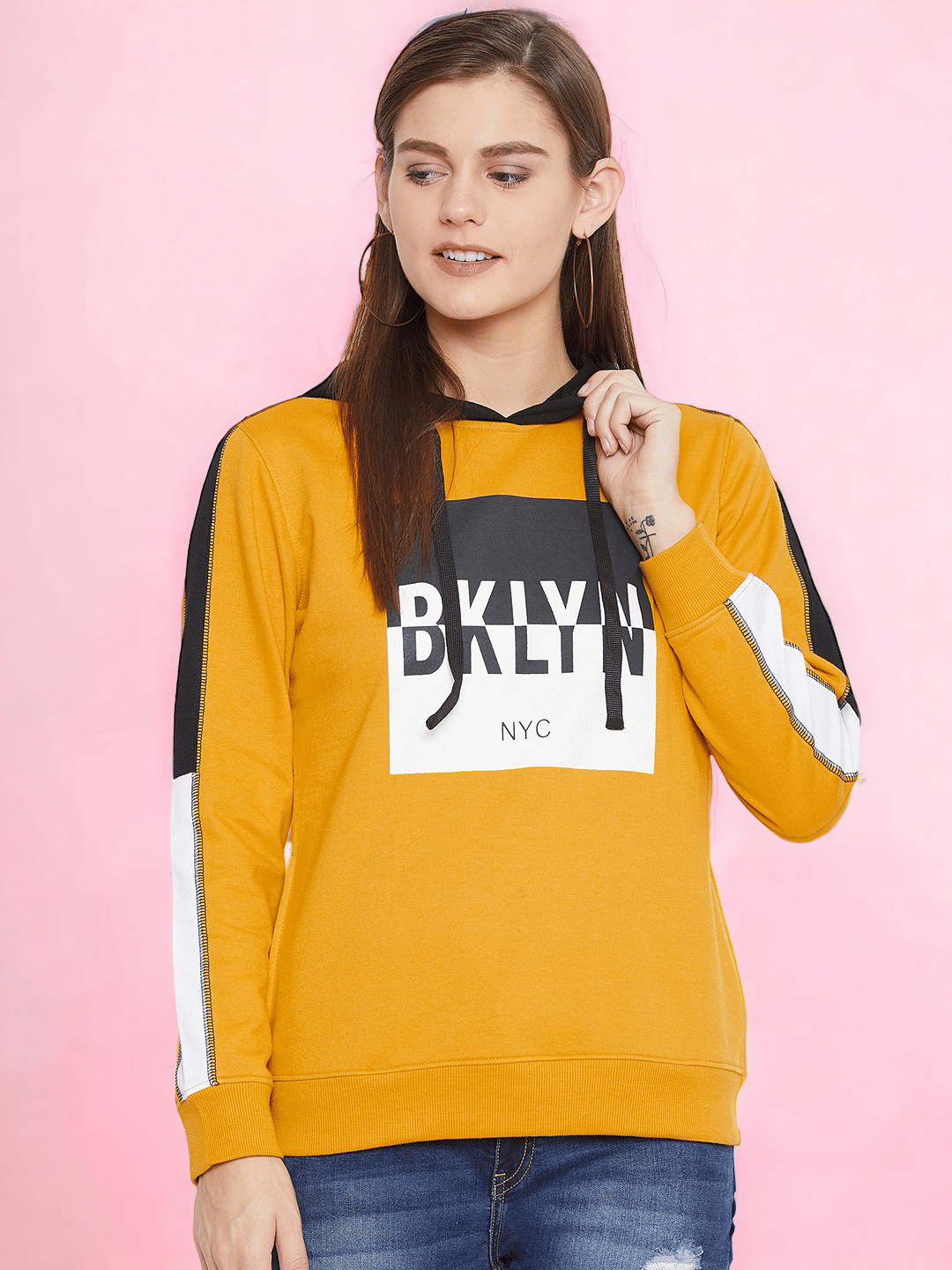 AUSTIN WOOD Fleece Women's Hooded Sweatshirt ( Yellow ) AUSTIN WOOD Fleece Women's Hooded Sweatshirt ( Yellow )