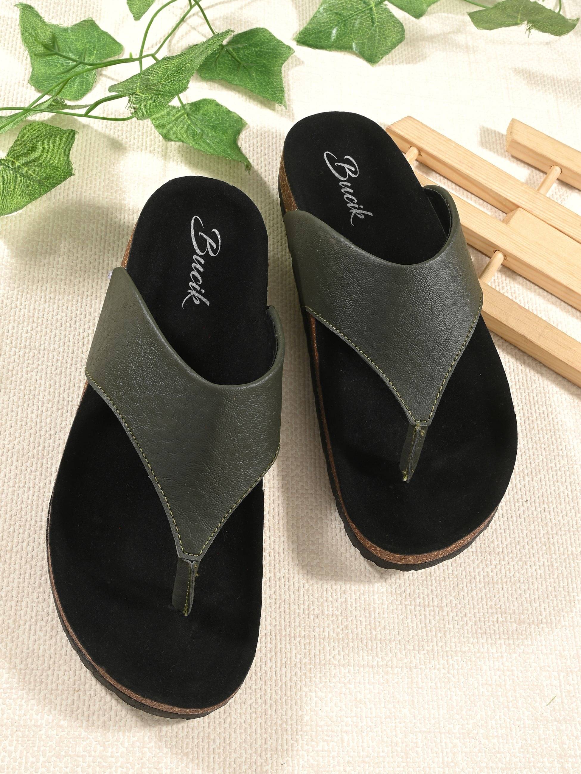     			Bucik - Olive Men's Thong Flip Flop