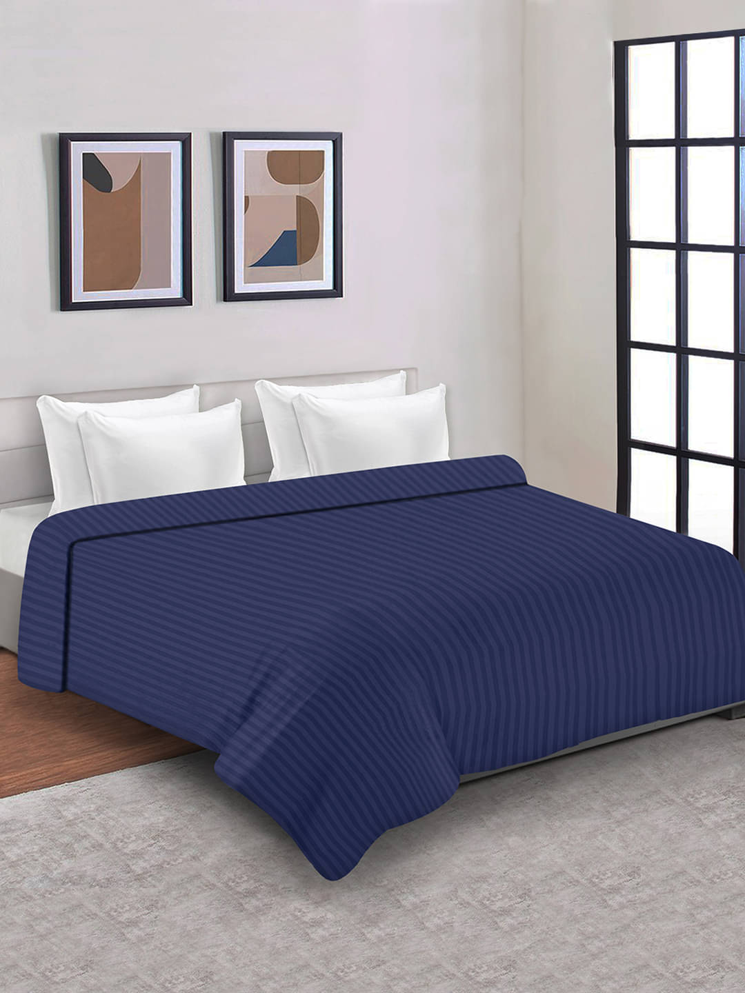     			Home Candy Double Poly Cotton Blue Stripes Duvet Cover
