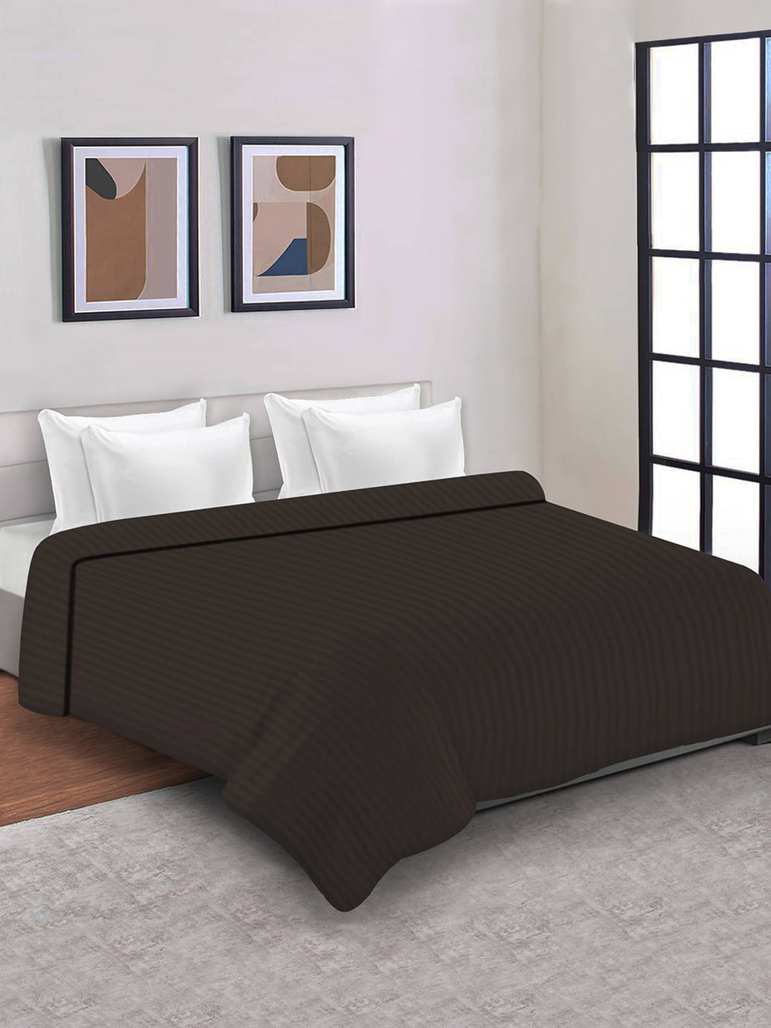     			Home Candy Double Poly Cotton Brown Stripes Duvet Cover