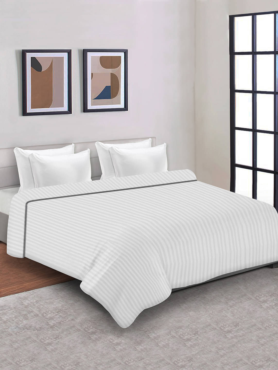 Home Candy Double Poly Cotton White Stripes Duvet Cover Home Candy Double Poly Cotton White Stripes Duvet Cover