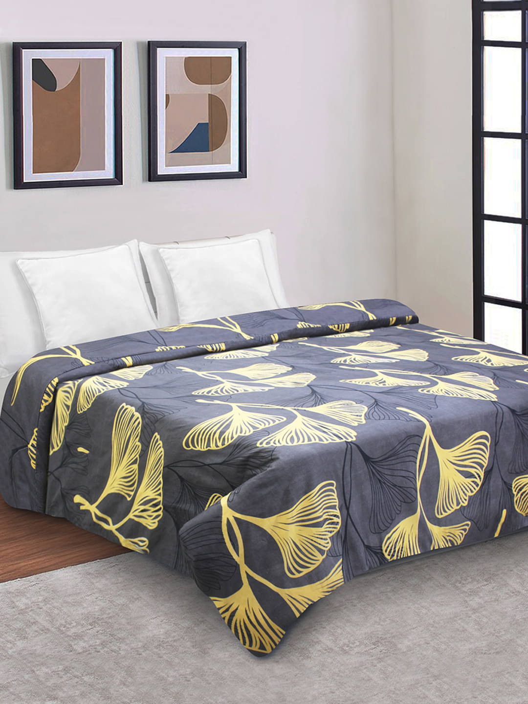     			Home Candy Single Poly Cotton Gray Floral Duvet Cover