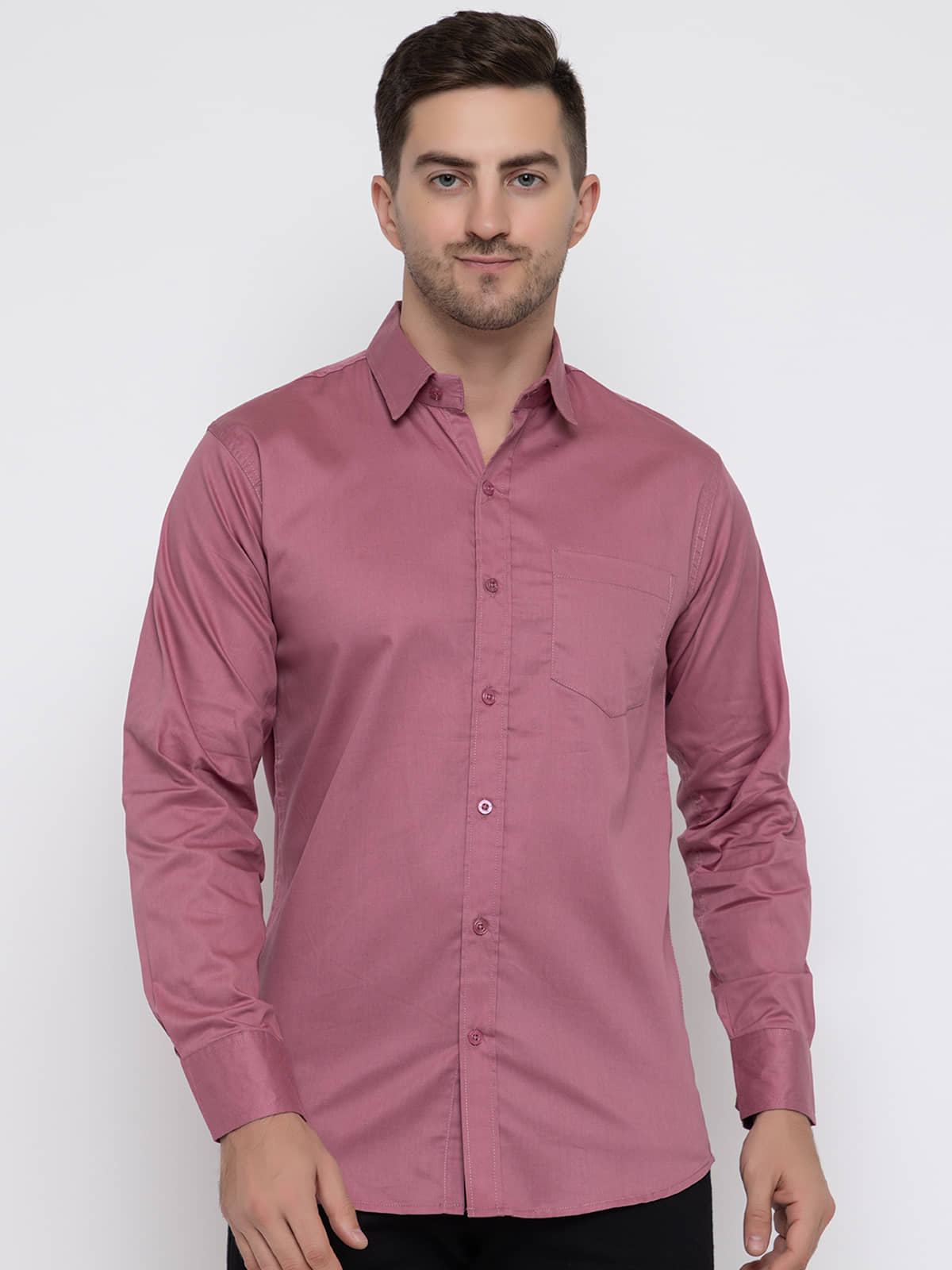 MODERNITY Cotton Blend Regular Fit Solids Full Sleeves Men's Casual Shirt - Pink ( Pack of 1 )