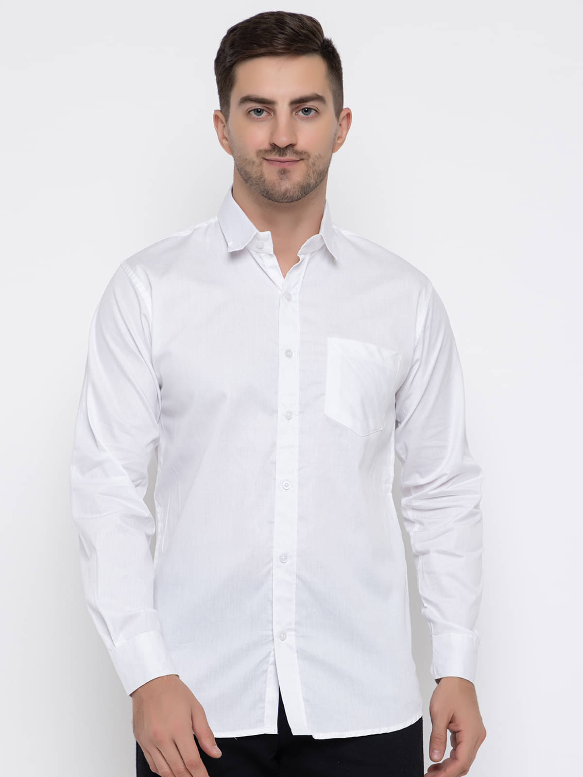MODERNITY Cotton Blend Regular Fit Solids Full Sleeves Men's Casual Shirt - White ( Pack of 1 ) MODERNITY Cotton Blend Regular Fit Solids Full Sleeves Men's Casual Shirt - White ( Pack of 1 )
