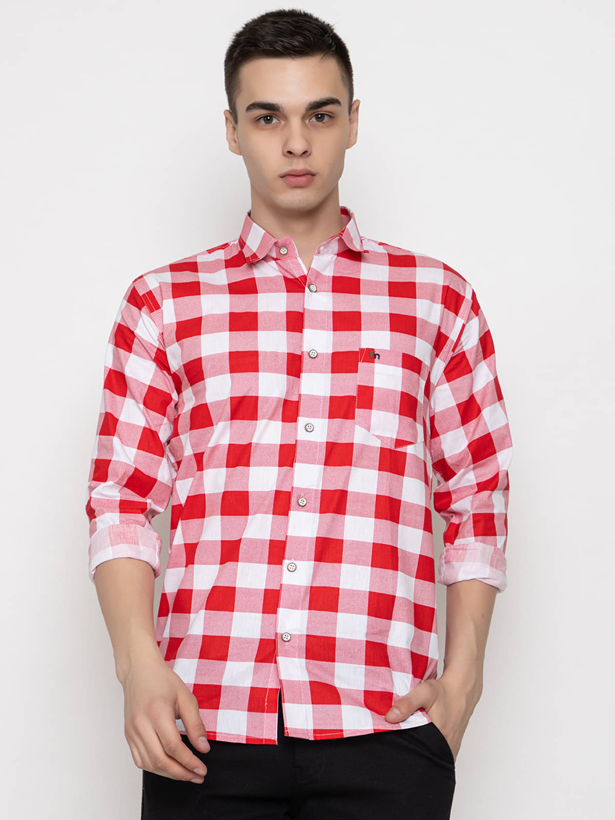 MODERNITY Cotton Blend Regular Fit Checks Full Sleeves Men's Casual Shirt - Red ( Pack of 1 ) MODERNITY Cotton Blend Regular Fit Checks Full Sleeves Men's Casual Shirt - Red ( Pack of 1 )