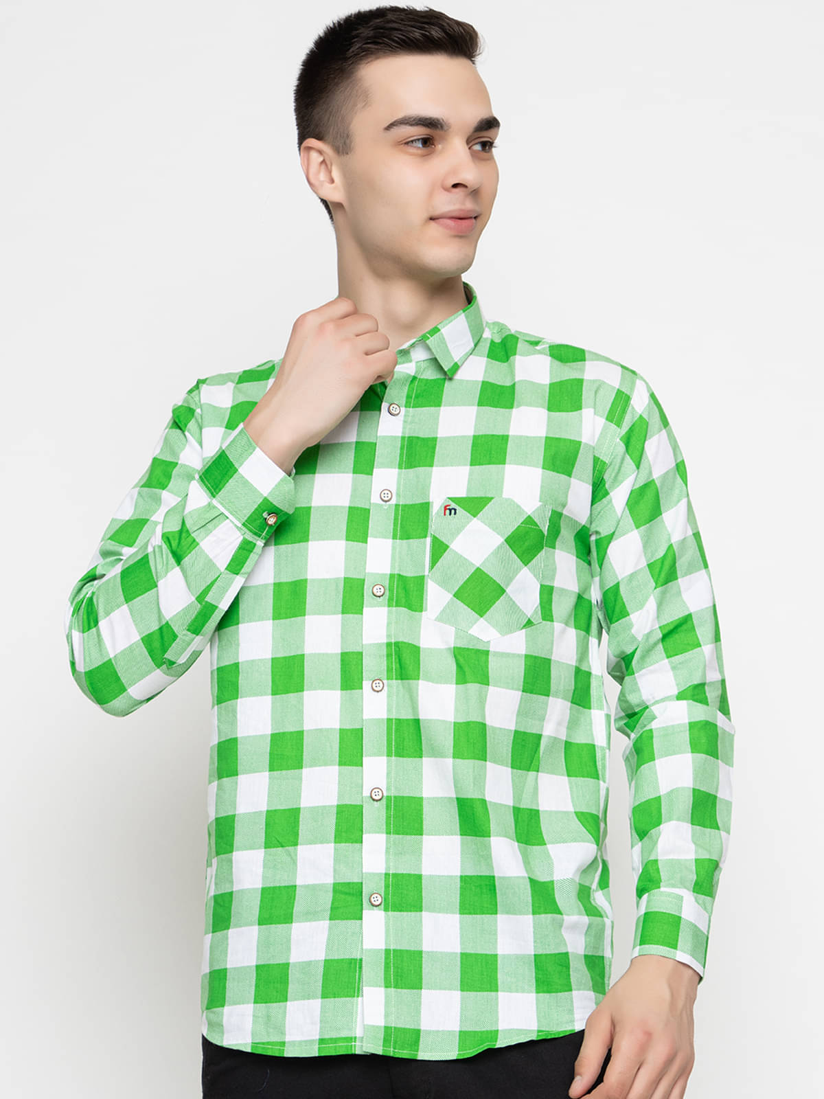     			MODERNITY Cotton Blend Regular Fit Checks Full Sleeves Men's Casual Shirt - Green ( Pack of 1 )