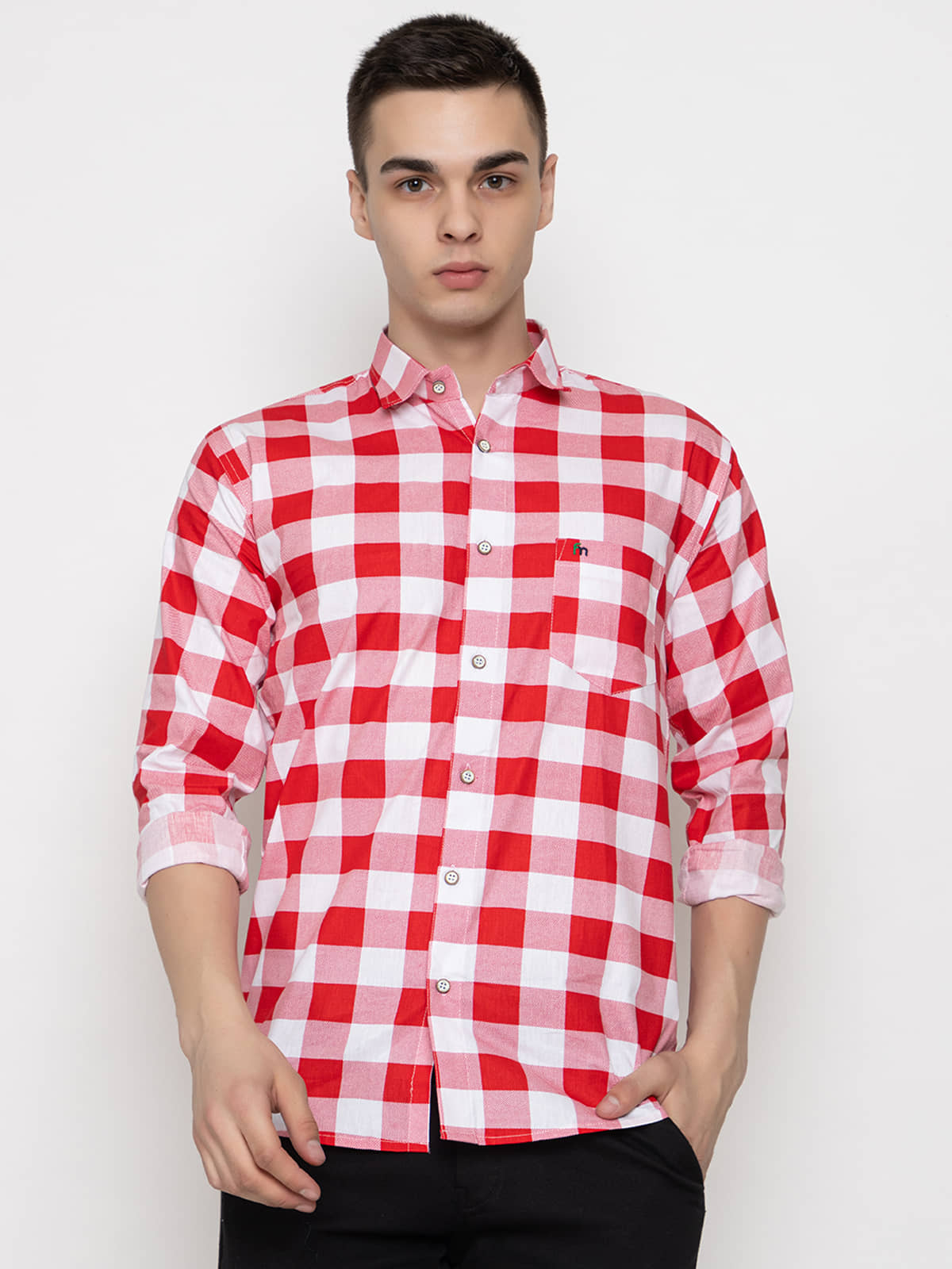 MODERNITY Cotton Blend Regular Fit Checks Full Sleeves Men's Casual Shirt - Red ( Pack of 1 )