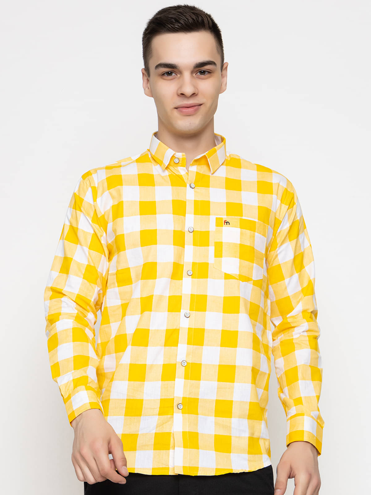 MODERNITY Cotton Blend Regular Fit Checks Full Sleeves Men's Casual Shirt - Yellow ( Pack of 1 )     			MODERNITY Cotton Blend Regular Fit Checks Full Sleeves Men's Casual Shirt - Yellow ( Pack of 1 )