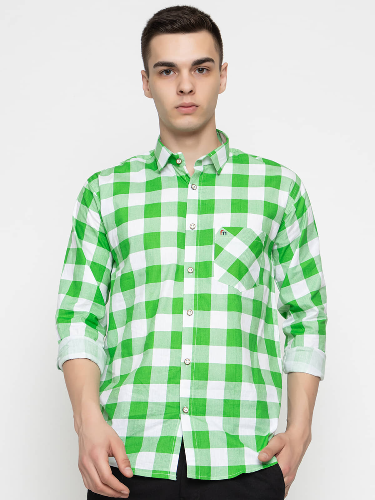 MODERNITY Cotton Blend Regular Fit Checks Full Sleeves Men's Casual Shirt - Green ( Pack of 1 )