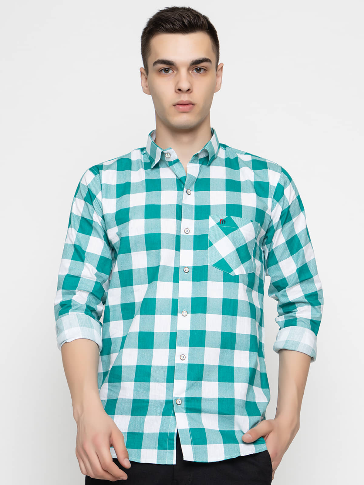 MODERNITY Cotton Blend Regular Fit Checks Full Sleeves Men's Casual Shirt - Green ( Pack of 1 )