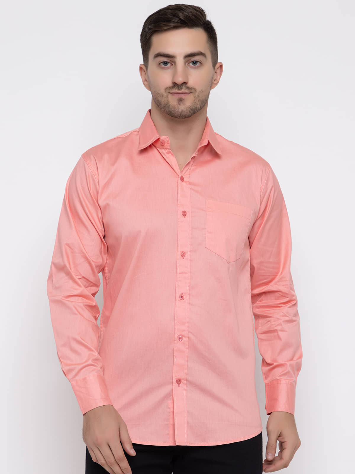 MODERNITY Cotton Blend Regular Fit Solids Full Sleeves Men's Casual Shirt - Pink ( Pack of 1 )