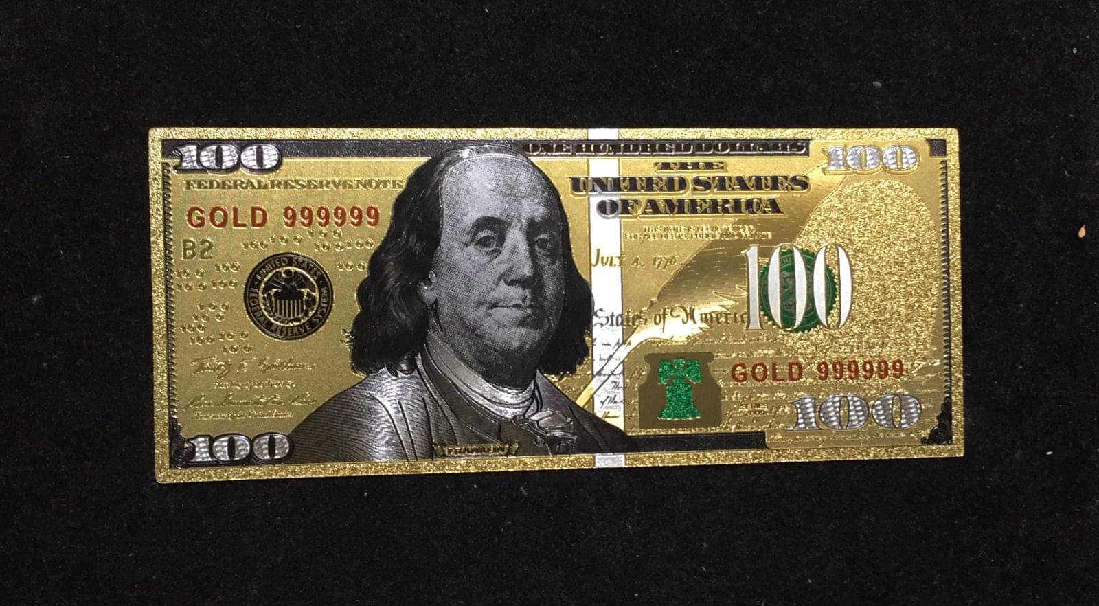     			New 100 US Dollar Bill 24Kt Gold Plated 1 Paper currency & Fantancy Item