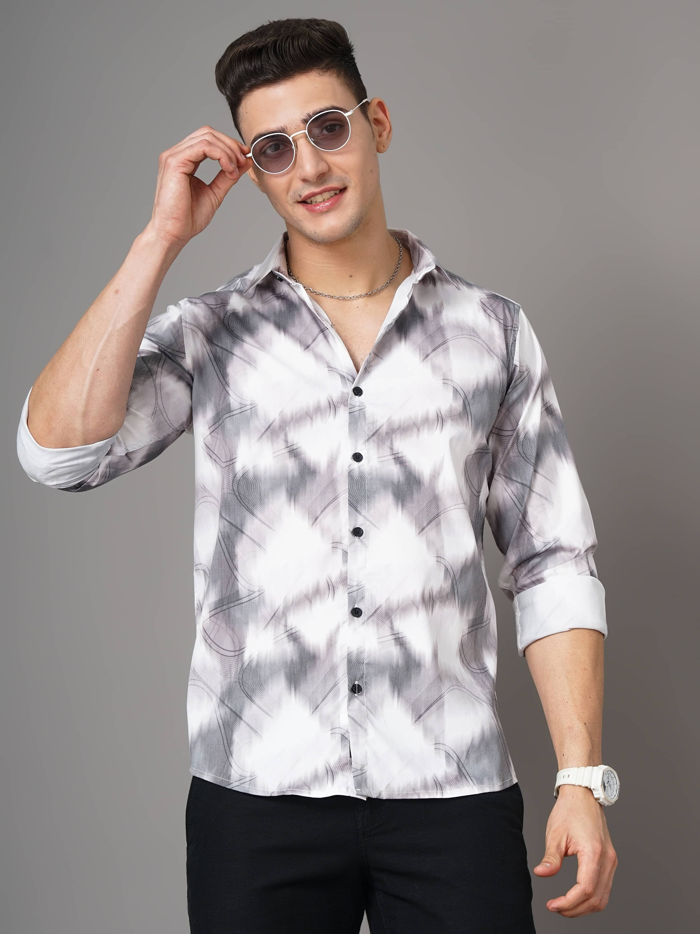 Paul Street Polyester Slim Fit Printed Full Sleeves Men's Casual Shirt - White ( Pack of 1 ) Paul Street Polyester Slim Fit Printed Full Sleeves Men's Casual Shirt - White ( Pack of 1 )