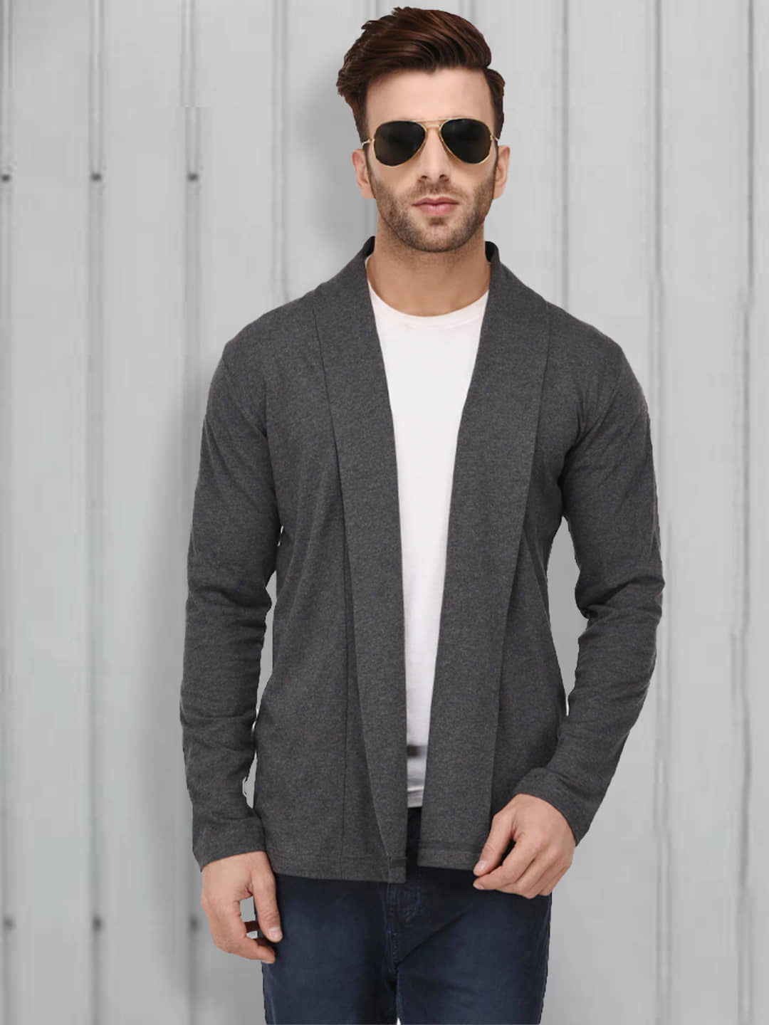 Rigo Cotton V-Neck Men's Full Sleeves Cardigan Sweater - Grey ( Pack of 1 )