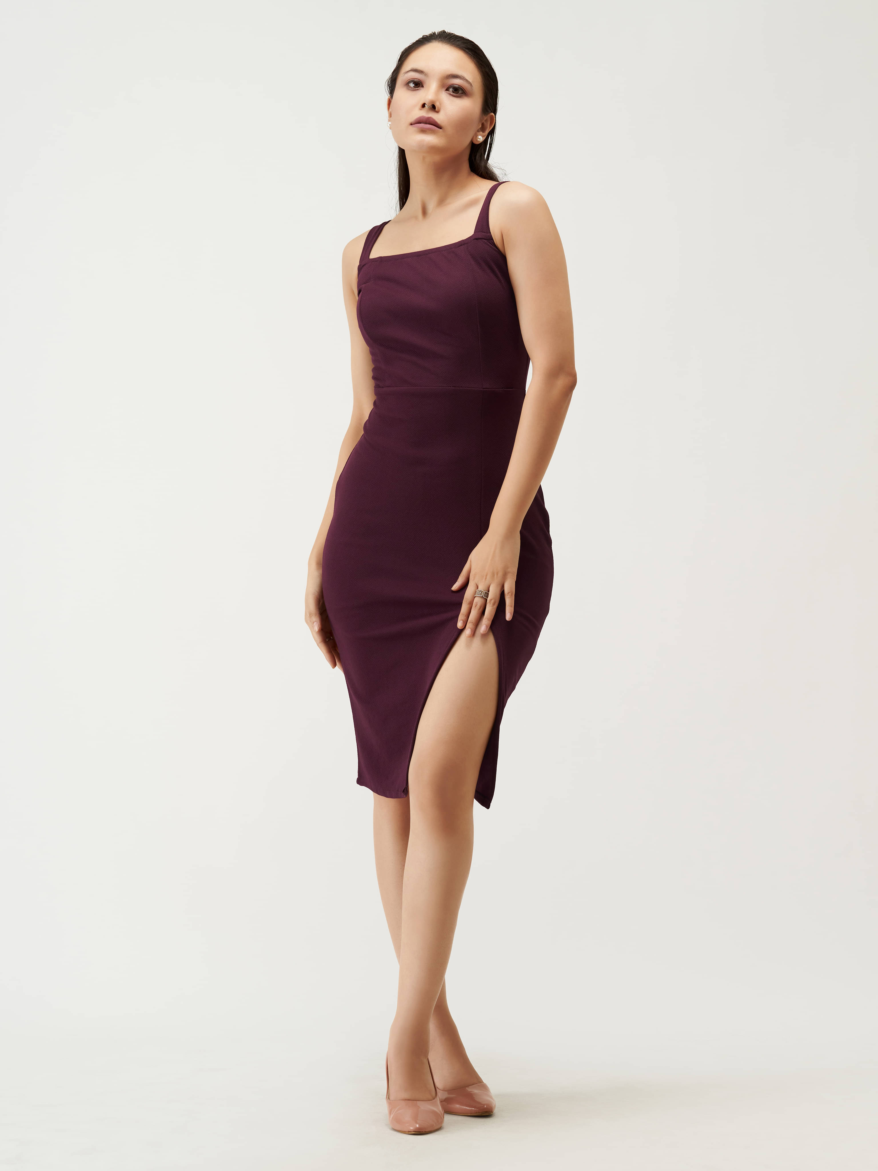 aask Polyester Blend Solid Knee Length Women's Fit & Flare Dress - Purple ( Pack of 1 ) aask Polyester Blend Solid Knee Length Women's Fit & Flare Dress - Purple ( Pack of 1 )