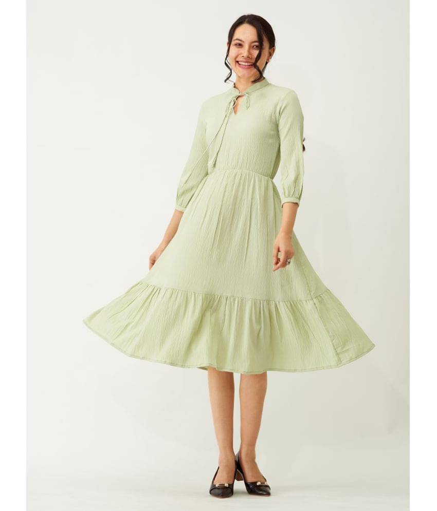     			aask Women Polyester Blend Solid Fit & Flare Dress ( Sea Green )